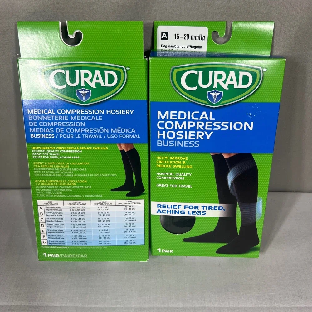 Curad Medical Compression Hosiery 15-20 mmHg Black Unisex Size A Regular